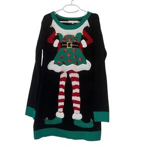 Margaux & Lexi Festive Elf Sweater Dress Christmas sz lg 14 NWT jingle bells